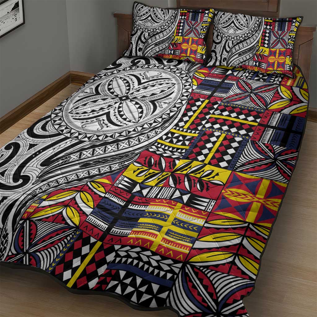 Niue Hiapo and Maori Decoration Tattoos Quilt Bed Set - Polynesian Pride