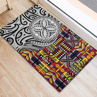 Niue Hiapo and Maori Decoration Tattoos Rubber Doormat - Polynesian Pride