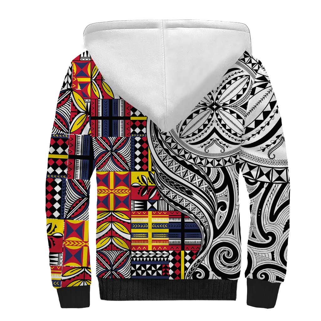 Niue Hiapo and Maori Decoration Tattoos Sherpa Hoodie - Polynesian Pride