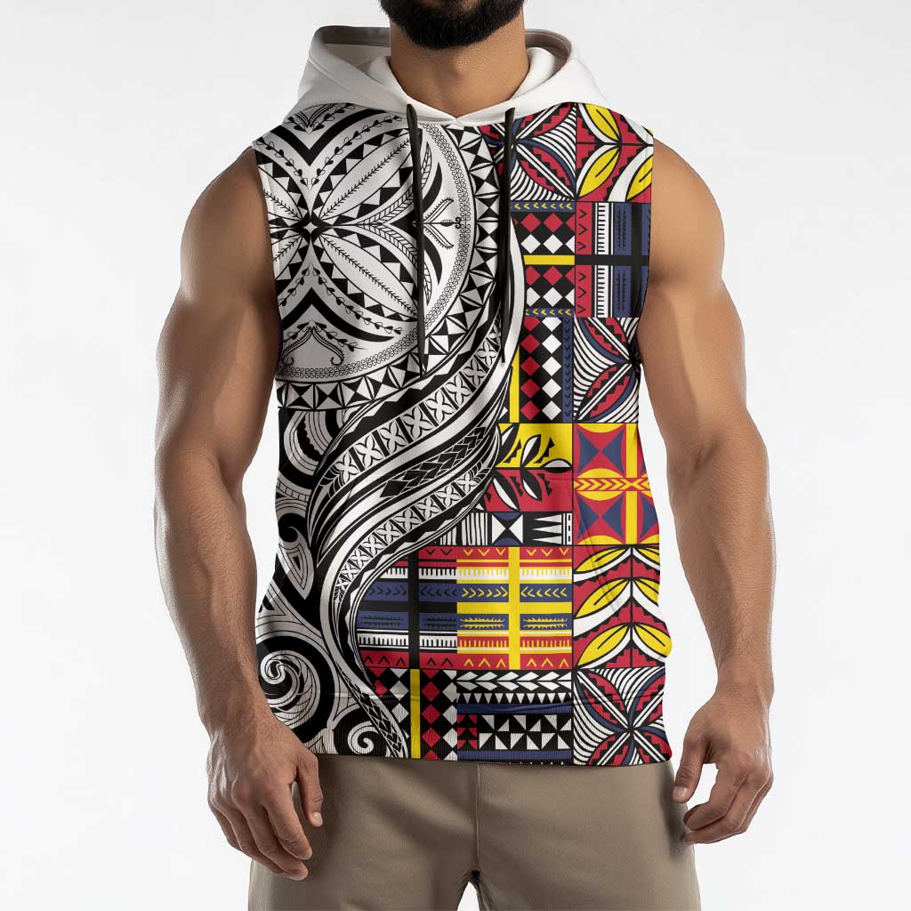 Niue Hiapo and Maori Decoration Tattoos Sleeveless Hoodie - Polynesian Pride
