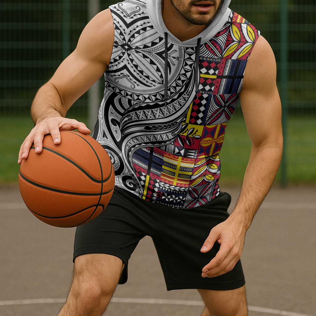Niue Hiapo and Maori Decoration Tattoos Sleeveless Hoodie - Polynesian Pride