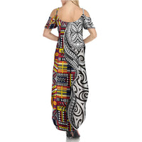 Niue Hiapo and Maori Decoration Tattoos Summer Maxi Dress - Polynesian Pride