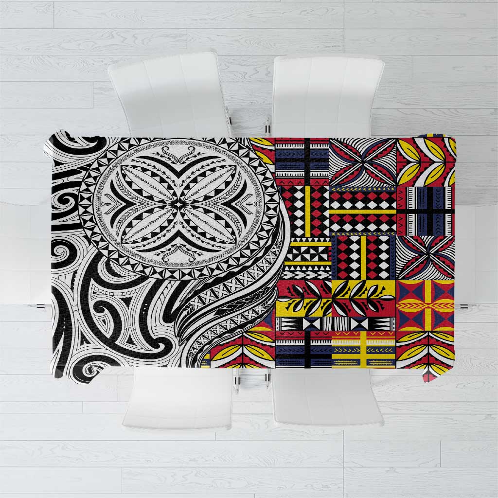 Niue Hiapo and Maori Decoration Tattoos Tablecloth - Polynesian Pride