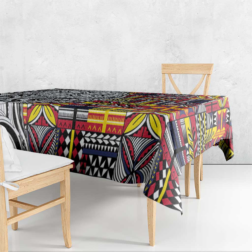 Niue Hiapo and Maori Decoration Tattoos Tablecloth - Polynesian Pride
