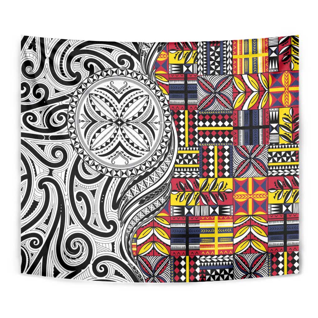 Niue Hiapo and Maori Decoration Tattoos Tapestry - Polynesian Pride