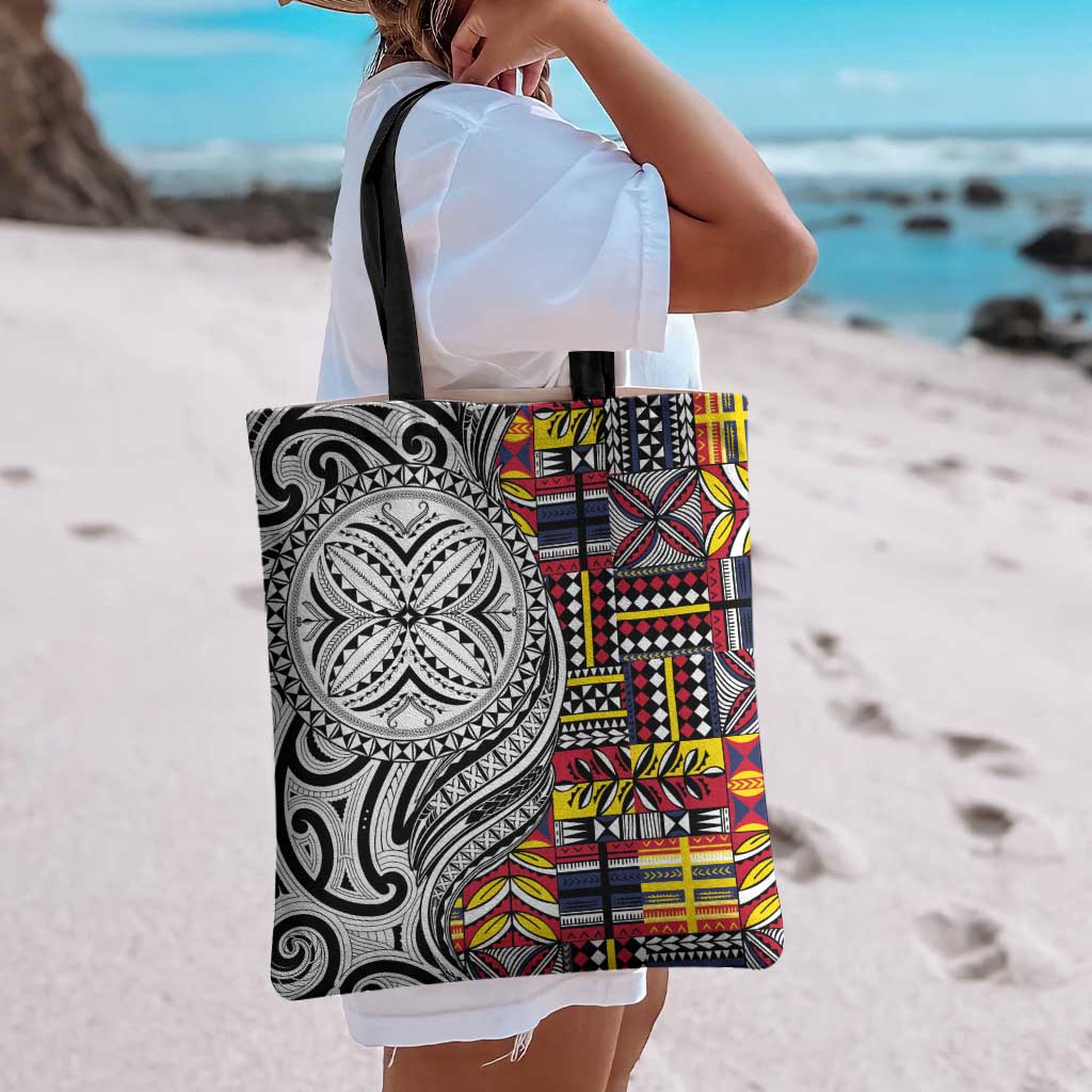 Niue Hiapo and Maori Decoration Tattoos Tote Bag - Polynesian Pride