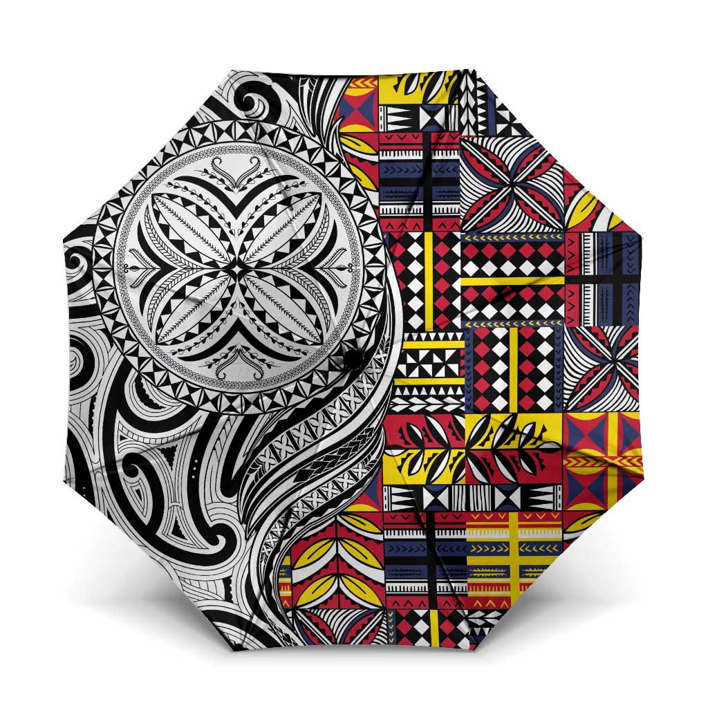 Niue Hiapo and Maori Decoration Tattoos Umbrella - Polynesian Pride