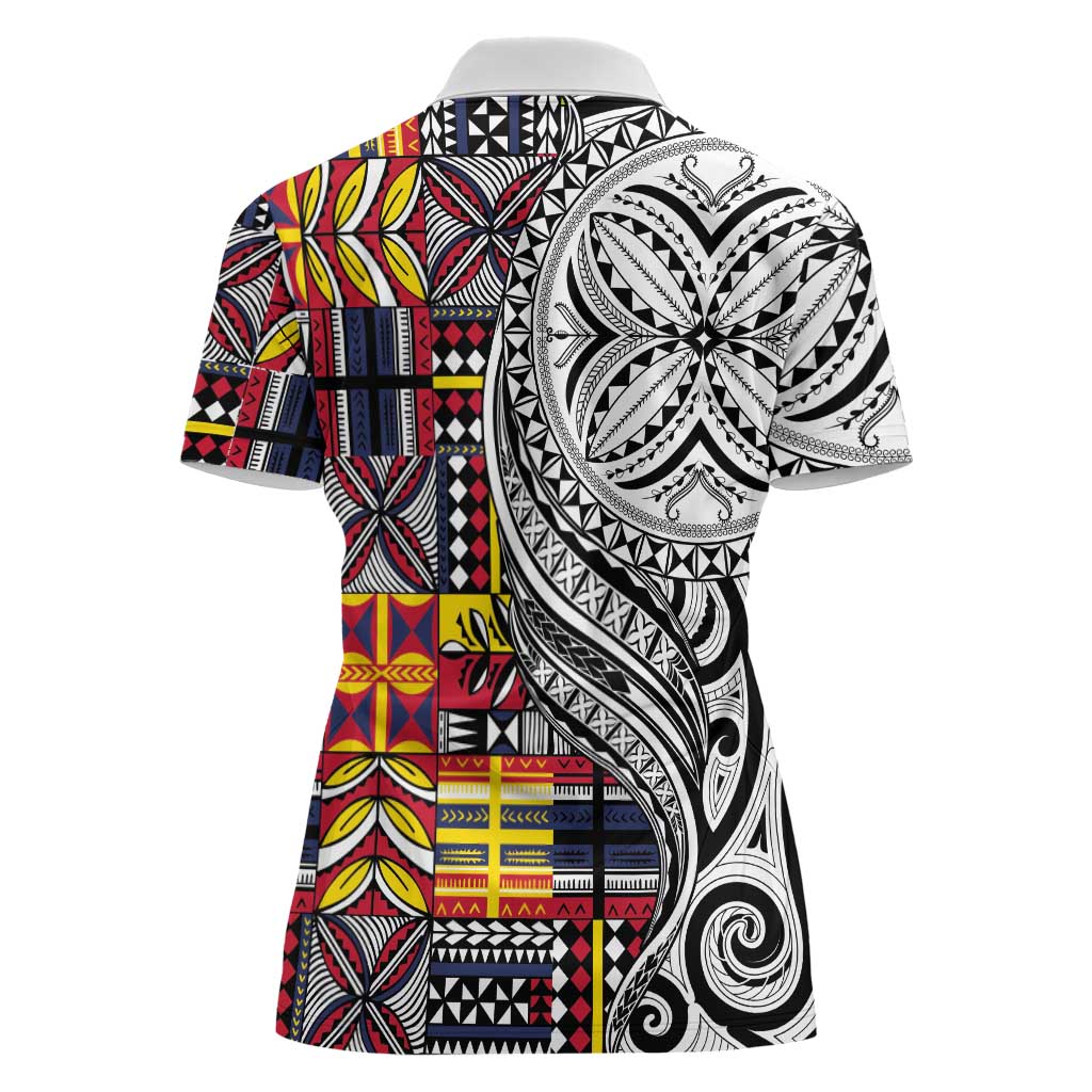 Niue Hiapo and Maori Decoration Tattoos Women Polo Shirt - Polynesian Pride