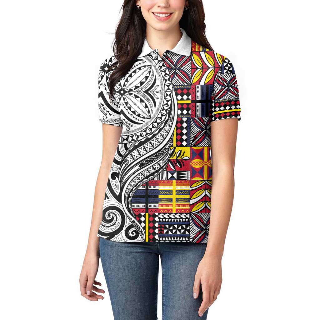 Niue Hiapo and Maori Decoration Tattoos Women Polo Shirt - Polynesian Pride