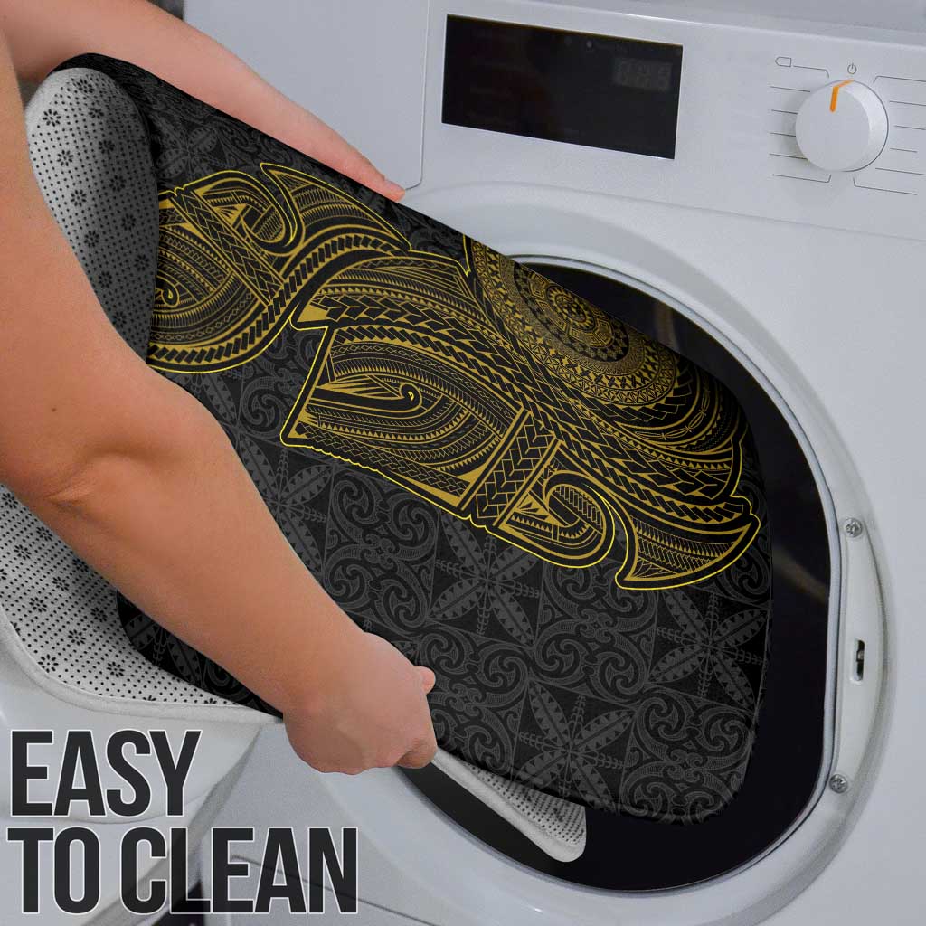 Niue Polynesian Hiapo Tattoo Art Bathroom Set Half Style Black Gold Color - Polynesian Pride