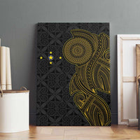 Niue Polynesian Hiapo Tattoo Art Canvas Wall Art Half Style Black Gold Color - Polynesian Pride