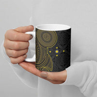 Niue Polynesian Hiapo Tattoo Art Ceramic Mug Half Style Black Gold Color - Polynesian Pride