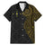 Niue Polynesian Hiapo Tattoo Art Family Matching Mermaid Dress and Hawaiian Shirt Half Style Black Gold Color - Polynesian Pride