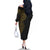 Niue Polynesian Hiapo Tattoo Art Family Matching Off The Shoulder Long Sleeve Dress and Hawaiian Shirt Half Style Black Gold Color - Polynesian Pride
