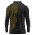 Niue Polynesian Hiapo Tattoo Art Long Sleeve Polo Shirt Half Style Black Gold Color - Polynesian Pride
