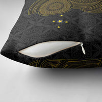 Niue Polynesian Hiapo Tattoo Art Pillow Cover Half Style Black Gold Color - Polynesian Pride
