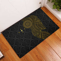 Niue Polynesian Hiapo Tattoo Art Rubber Doormat Half Style Black Gold Color - Polynesian Pride