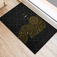 Niue Polynesian Hiapo Tattoo Art Rubber Doormat Half Style Black Gold Color - Polynesian Pride