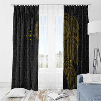 Niue Polynesian Hiapo Tattoo Art Window Curtain Half Style Black Gold Color - Polynesian Pride