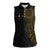 Niue Polynesian Hiapo Tattoo Art Women Sleeveless Polo Shirt Half Style Black Gold Color - Polynesian Pride