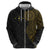 Niue Polynesian Hiapo Tattoo Art Zip Hoodie Half Style Black Gold Color - Polynesian Pride