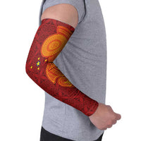 Niue Polynesian Hiapo Tattoo Art Arm Sleeves Half Style Red Yellow Color - Polynesian Pride