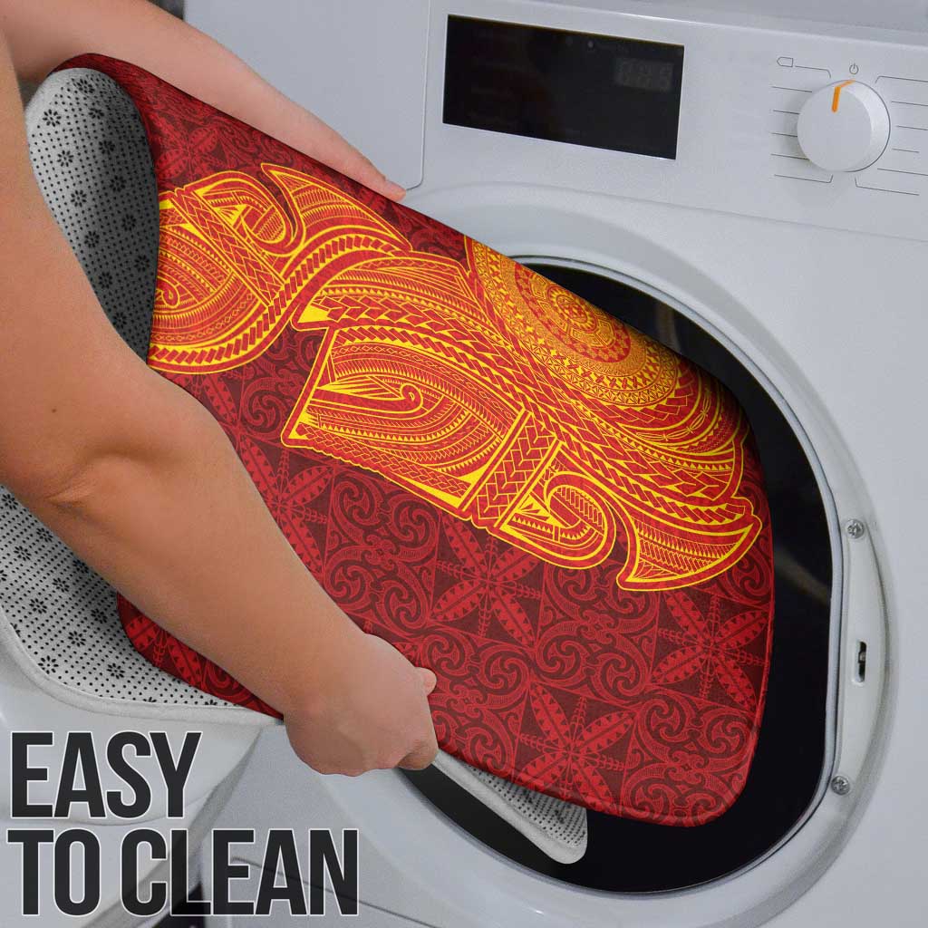 Niue Polynesian Hiapo Tattoo Art Bathroom Set Half Style Red Yellow Color - Polynesian Pride