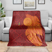 Niue Polynesian Hiapo Tattoo Art Blanket Half Style Red Yellow Color - Polynesian Pride
