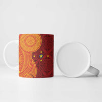 Niue Polynesian Hiapo Tattoo Art Ceramic Mug Half Style Red Yellow Color - Polynesian Pride