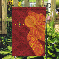Niue Polynesian Hiapo Tattoo Art Garden Flag Half Style Red Yellow Color - Polynesian Pride