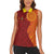Niue Polynesian Hiapo Tattoo Art Women Sleeveless Polo Shirt Half Style Red Yellow Color - Polynesian Pride