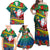 New Caledonia Christmas Family Matching Off Shoulder Maxi Dress and Hawaiian Shirt Santa Claus and Kanak Flag Mix Poinsettia Maori Pattern LT03 - Polynesian Pride