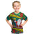 New Caledonia Christmas Kid T Shirt Santa Claus and Kanak Flag Mix Poinsettia Maori Pattern LT03 Green - Polynesian Pride