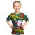 Personalised New Caledonia Christmas Kid T Shirt Santa Claus and Kanak Flag Mix Poinsettia Maori Pattern LT03 Green - Polynesian Pride