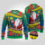 Personalised New Caledonia Christmas Ugly Christmas Sweater Santa Claus and Kanak Flag Mix Poinsettia Maori Pattern LT03 Green - Polynesian Pride
