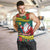 Personalised New Caledonia Christmas Men Tank Top Santa Claus and Kanak Flag Mix Poinsettia Maori Pattern LT03 Green - Polynesian Pride