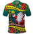 Personalised New Caledonia Christmas Polo Shirt Santa Claus and Kanak Flag Mix Poinsettia Maori Pattern LT03 Green - Polynesian Pride