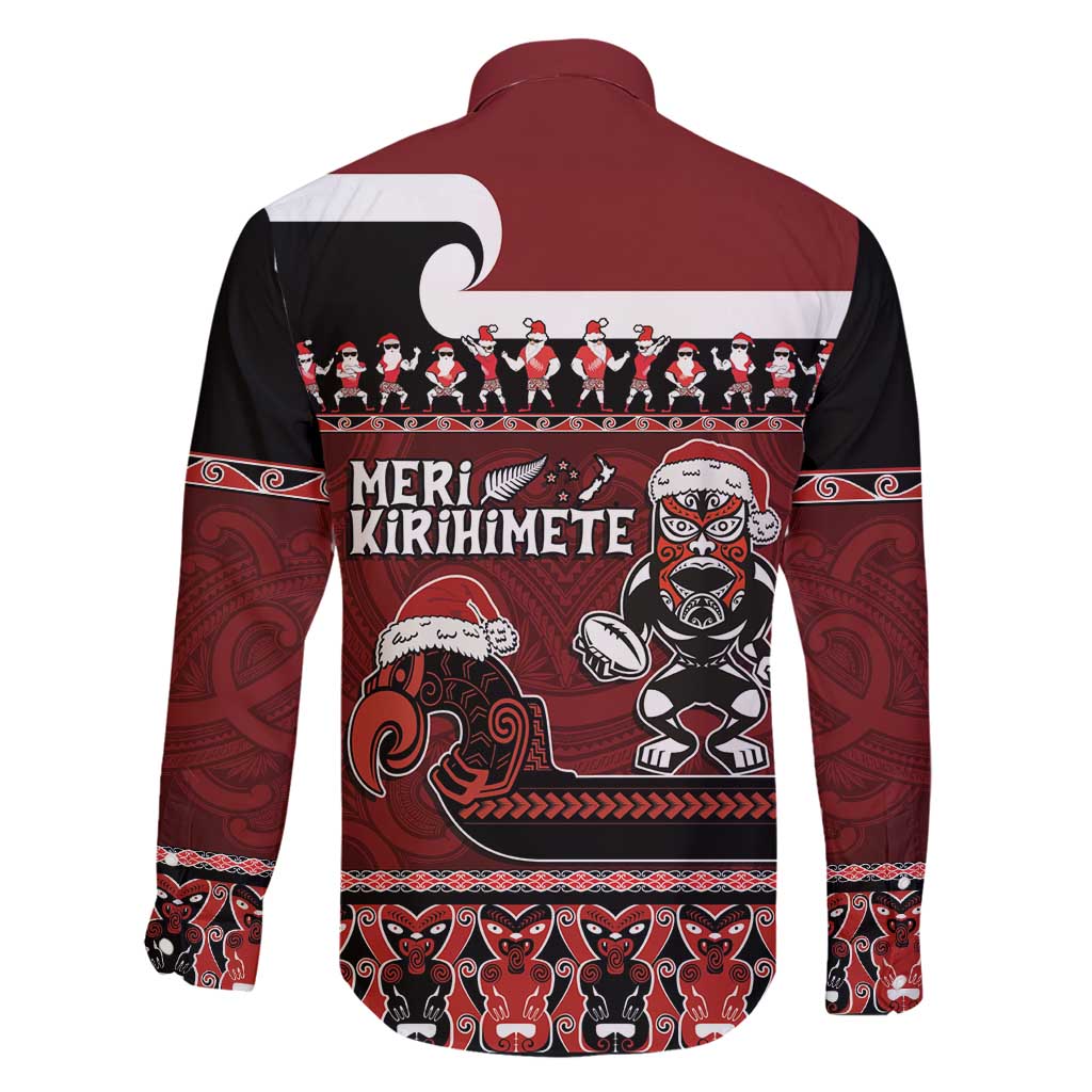 New Zealand Christmas Family Matching Puletasi and Hawaiian Shirt Meri Kirihimete Aotearoa Warrior on Waka with Maori Art Tattoo