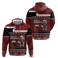 New Zealand Christmas Hoodie Meri Kirihimete Aotearoa Warrior on Waka with Maori Art Tattoo