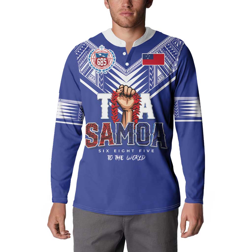 Toa Samoa Rugby Button Sweatshirt Six Eight Five to The World