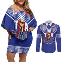 Toa Samoa Rugby Couples Matching Off Shoulder Short Dress and Long Sleeve Button Shirt Six Eight Five to The World