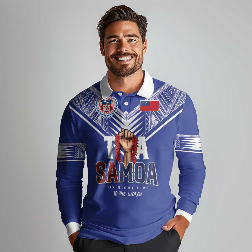Toa Samoa Rugby Long Sleeve Polo Shirt Six Eight Five to The World