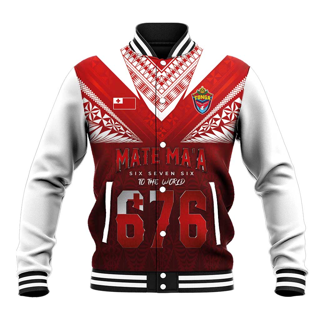 Mate Ma'a Tonga Rugby Baseball Jacket Six Seven Six to The World LT03 Unisex Red - Polynesian Pride
