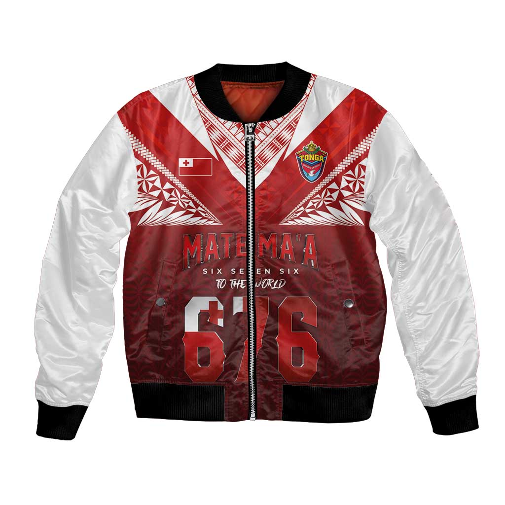 Mate Ma'a Tonga Rugby Bomber Jacket Six Seven Six to The World LT03 Unisex Red - Polynesian Pride