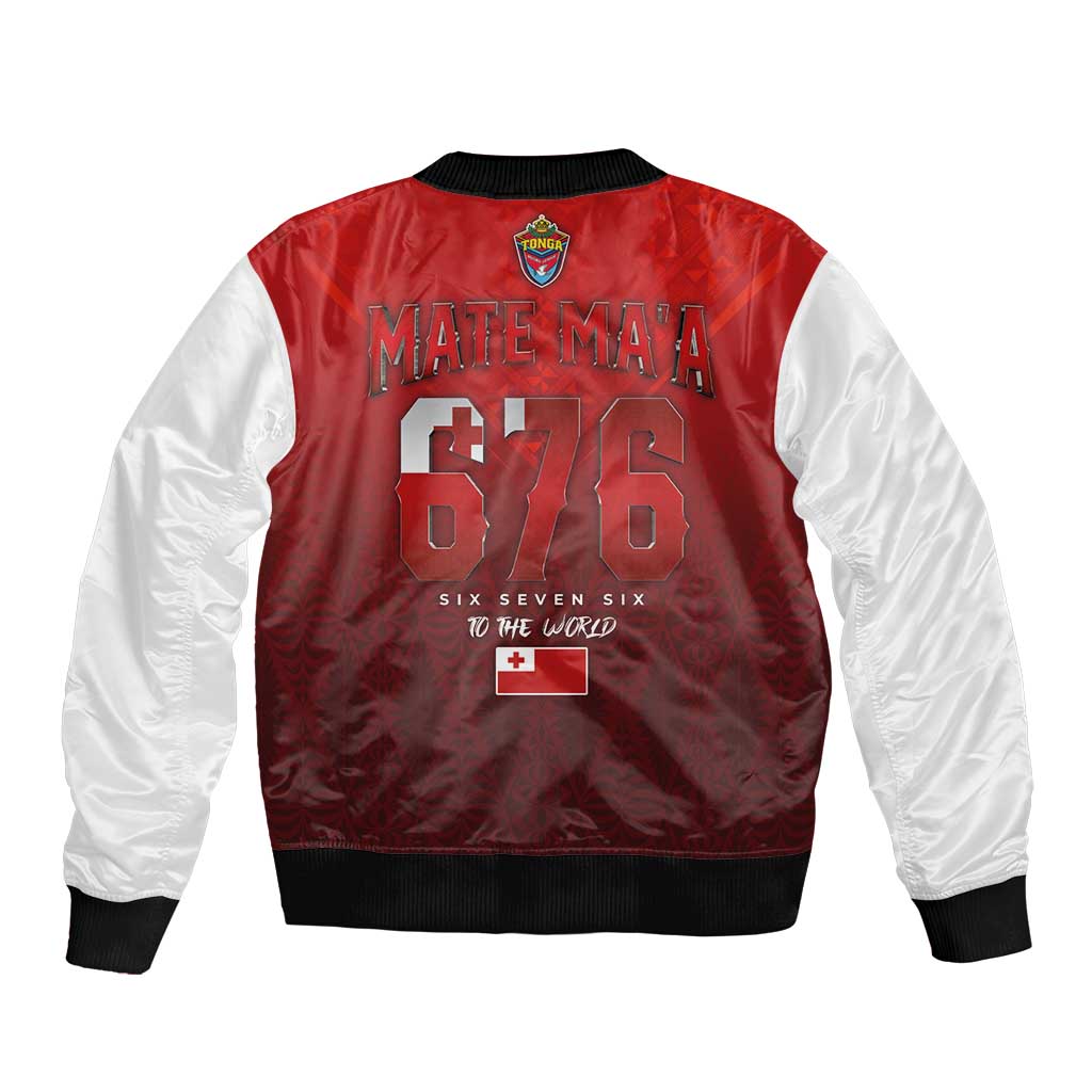 Mate Ma'a Tonga Rugby Bomber Jacket Six Seven Six to The World