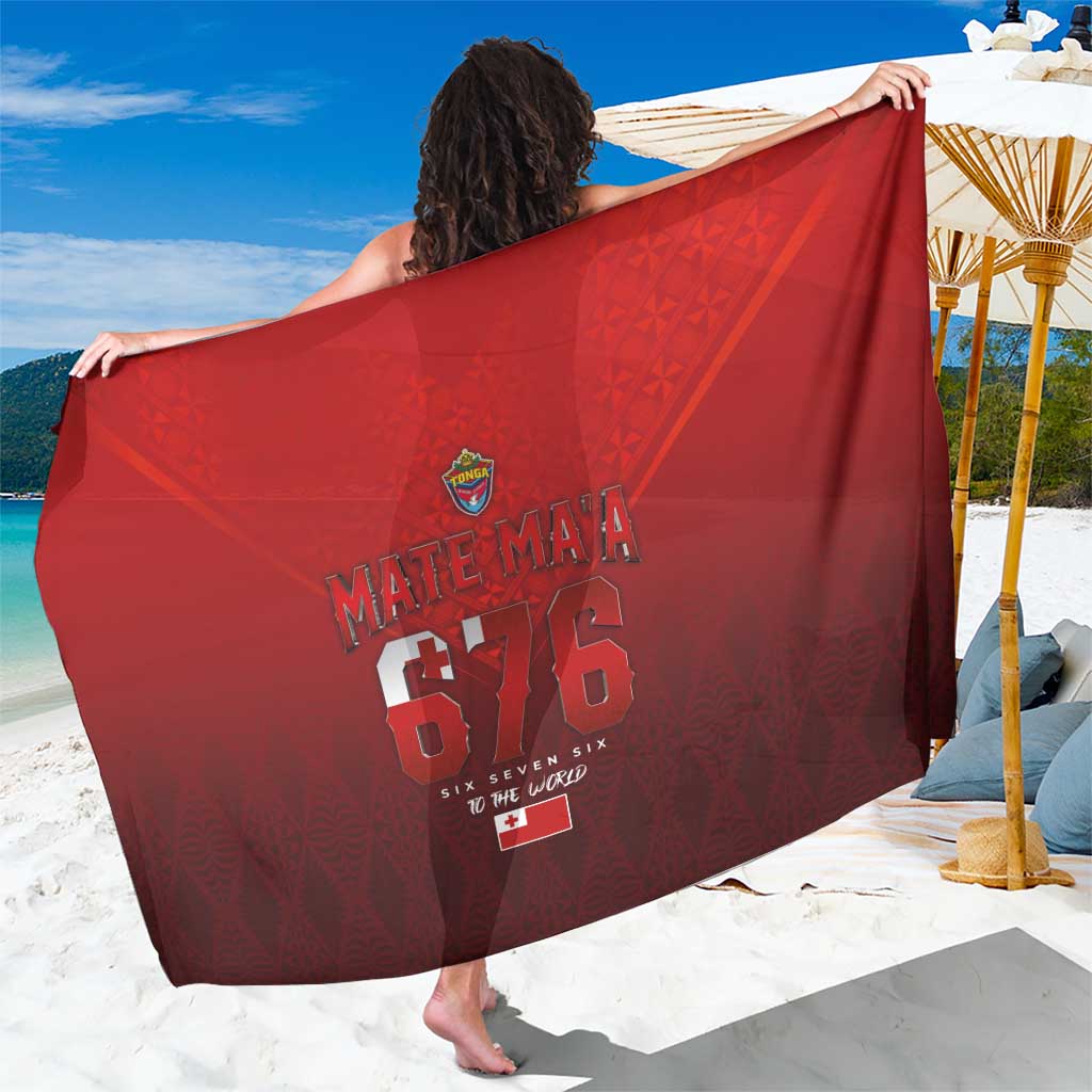 Mate Ma'a Tonga Rugby Sarong Six Seven Six to The World LT03 One Size 44 x 66 inches Red - Polynesian Pride