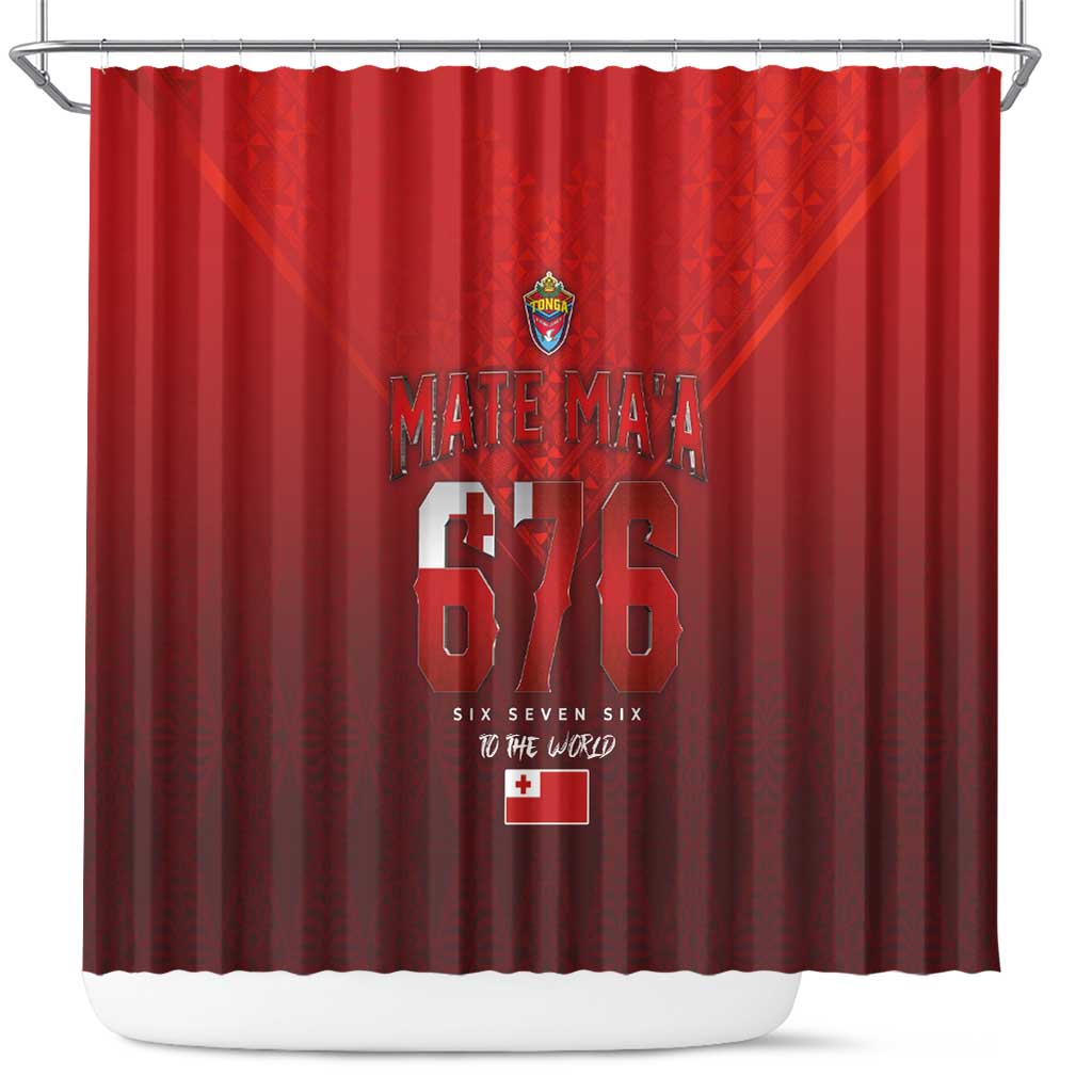 Mate Ma'a Tonga Rugby Shower Curtain Six Seven Six to The World LT03 Red - Polynesian Pride