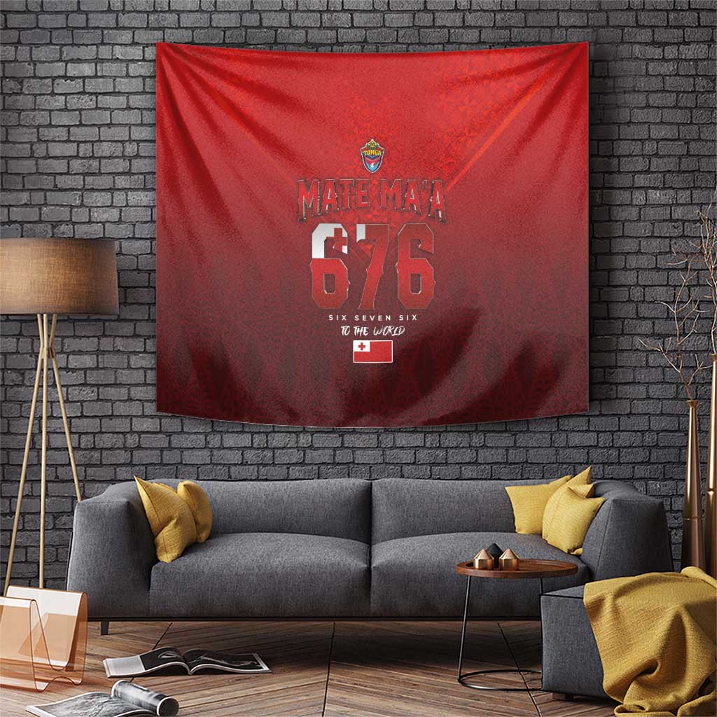 Mate Ma'a Tonga Rugby Tapestry Six Seven Six to The World LT03 Red - Polynesian Pride
