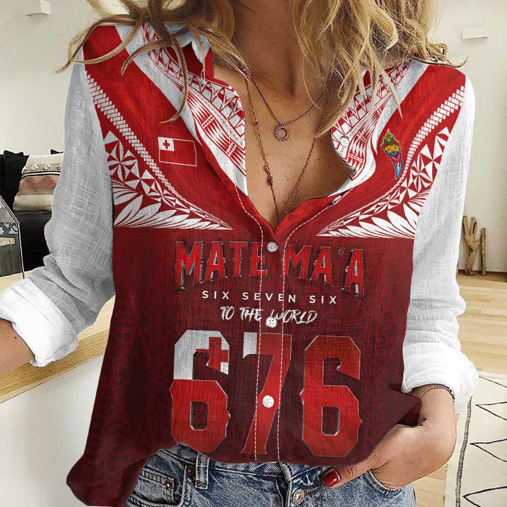 Mate Ma'a Tonga Rugby Women Casual Shirt Six Seven Six to The World LT03 Female Red - Polynesian Pride