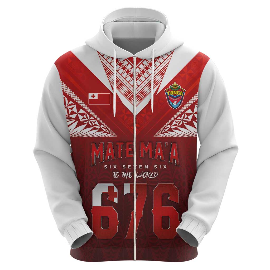 Mate Ma'a Tonga Rugby Zip Hoodie Six Seven Six to The World